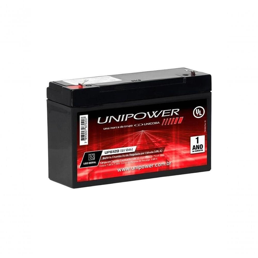 Bateria Unipower Up6120 6v 12ah Skd F187 Nao Automotiva