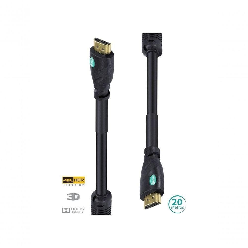Cabo Hdmi 2.0 4k Ultra Hd 3d Conexão Ethernet Com Filtro 20 Metros - H20f-20