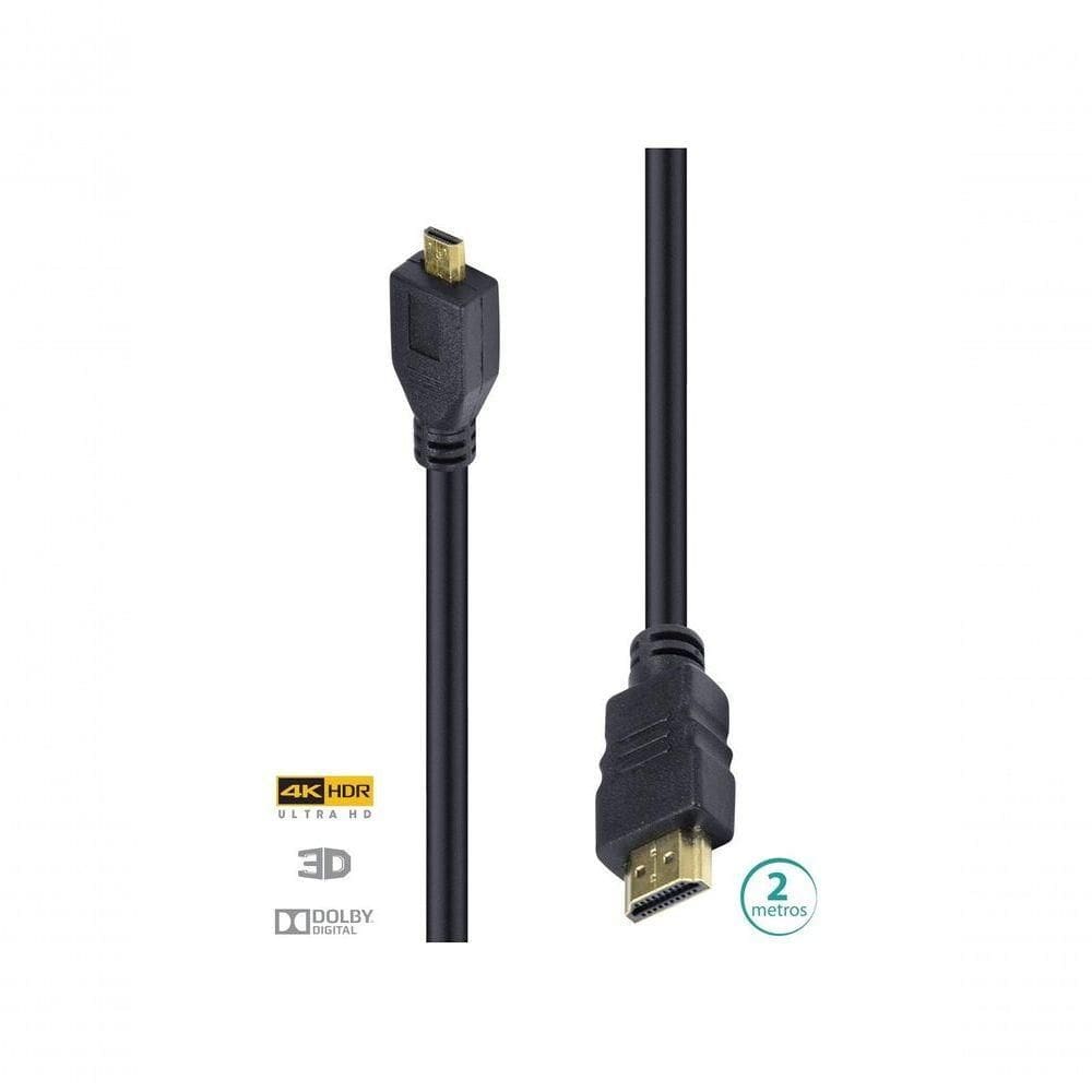 Cabo Hdmi 2.0 Para Micro Hdmi 4k Ultra Hd 3d Conexão Ethernet 2 Metros - H20mc-2