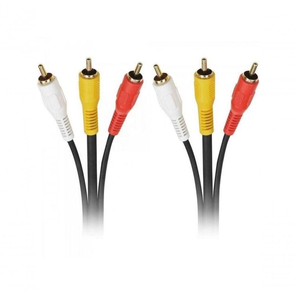 Cabo 3 Rca Macho X 3 Rca Macho Com Coaxial 1,8m Preto Storm - Pct - 10