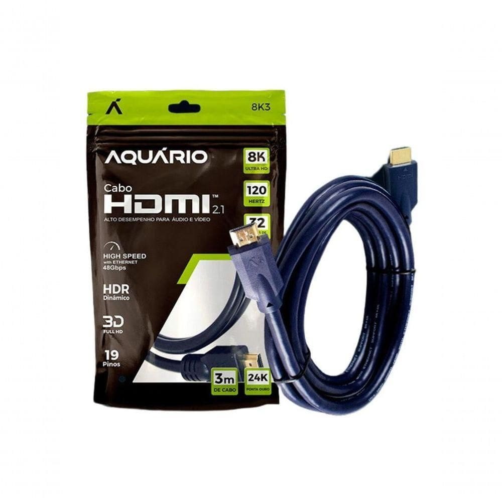 Cabo Hdmi Aquario 8k3 8k Macho X Macho 2.1 3m