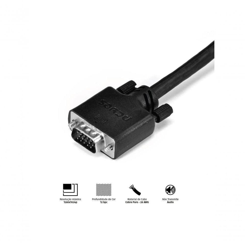 Cabo De Vídeo Vga 3+6 15 Pinos Macho Para Vga 3+6 15 Pinos Macho 28awg Puro Cobre 30 Metros - Pvm36-30