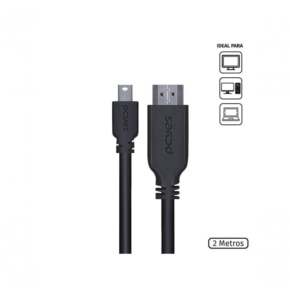 Cabo Mini Displayport Macho Para Hdmi 2.0 Macho 2 Metros - Pmdph-2