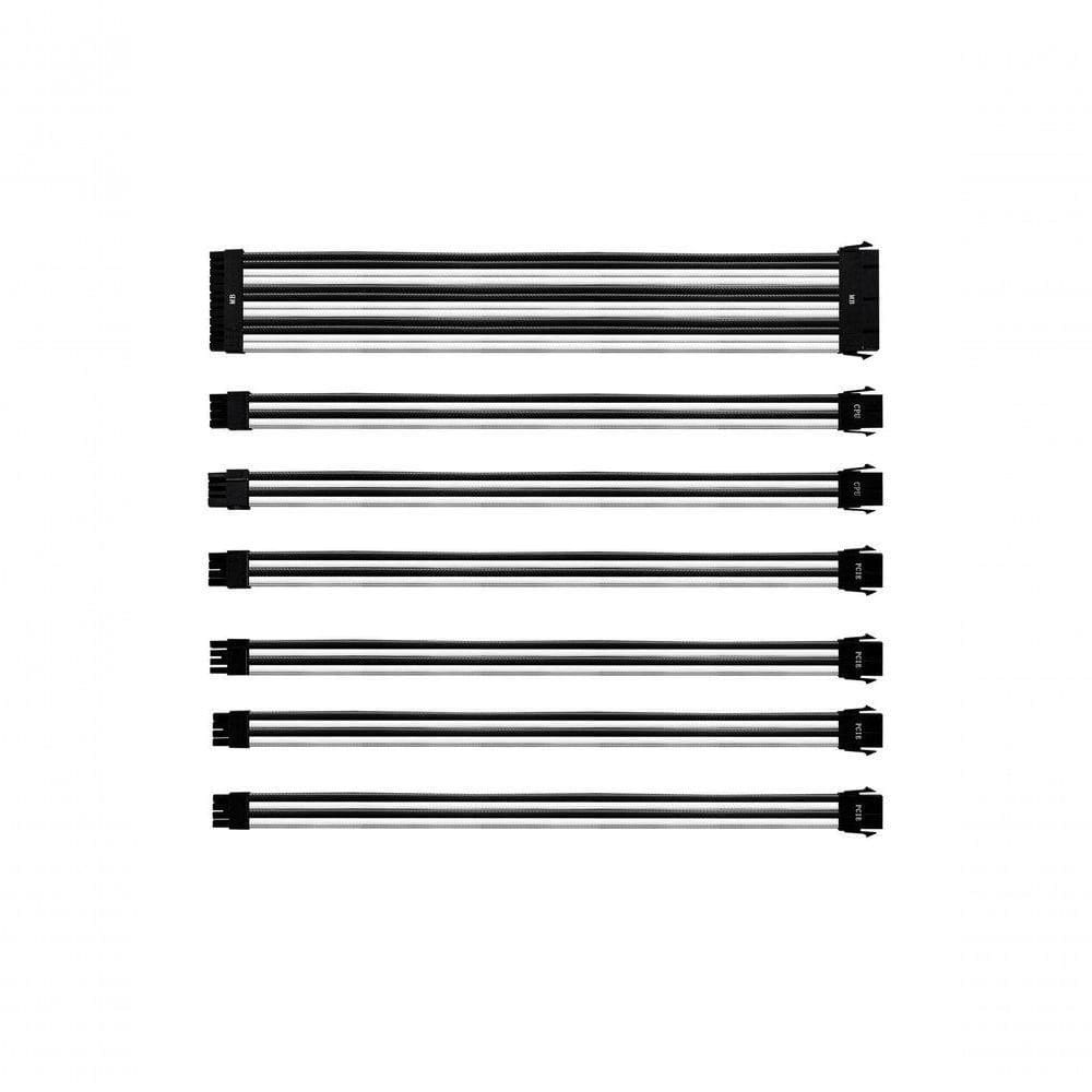 Kit De Cabo De Extensão Sleeved Psu 30 Cm Com Capa De Pvc Cooler Master - Branco E Preto - Cma-nest16wtbk1-gl