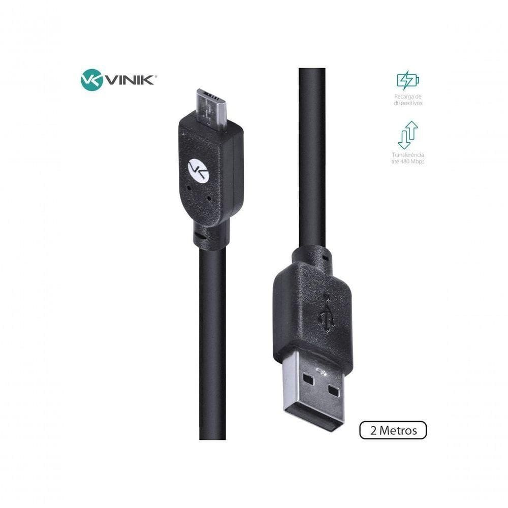 Cabo Usb X Micro Usb B 2.0 5 Pinos 1,8 Metros Preto - Musb-2