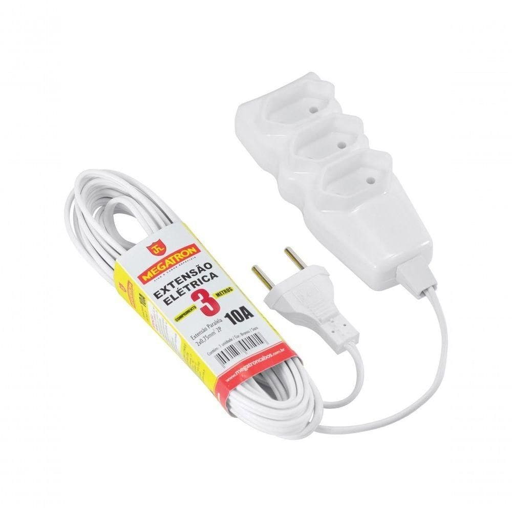 Extensão Cabo Pl 2x0,75 3 Metros Branca 97