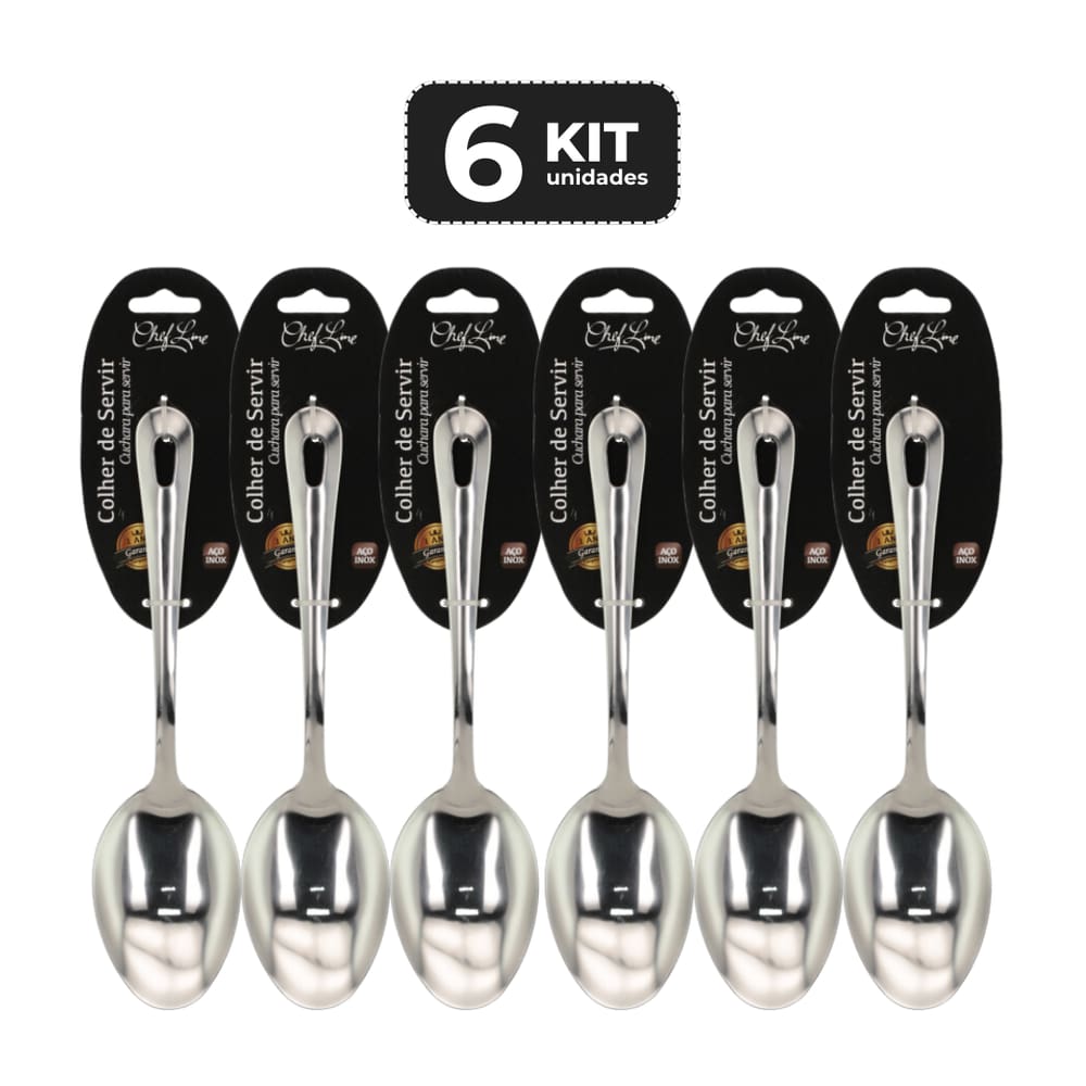 Kit 6 Colher De Servir Inox 23 Cm