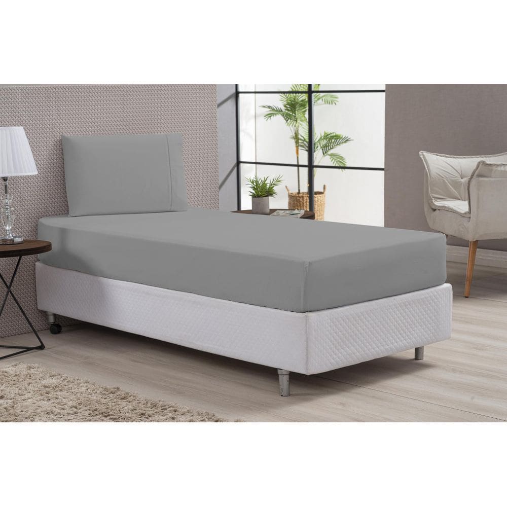 Jogo De Lençol Macio E Fronhas Ponto Palito Solteiro Cinza