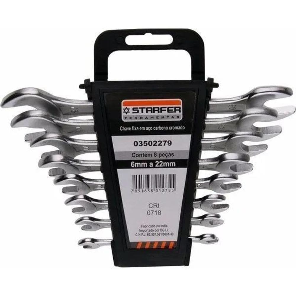 Jogo Chave Boca Fixa Aço Com 8 Peças 6 A 22Mm Starfer