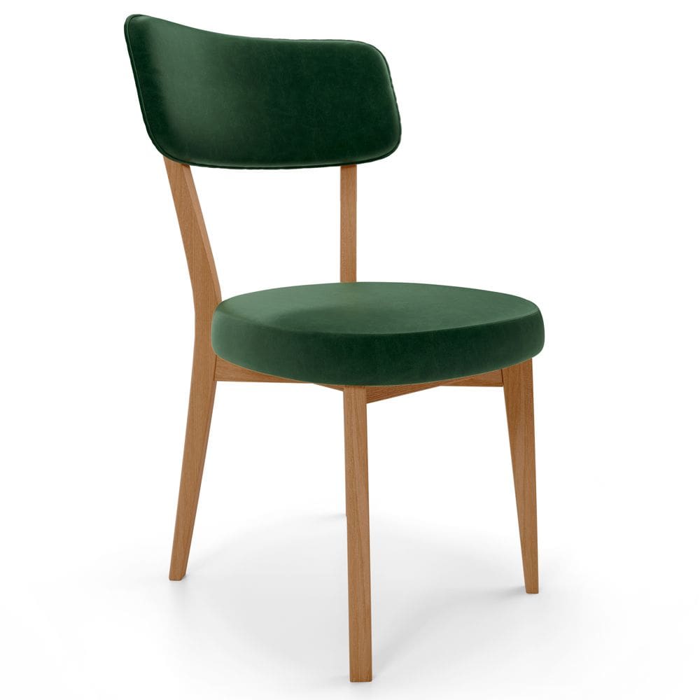 Cadeira decorativa Estofada Sala Jantar Base Madeira Roy L02 Couríssimo Verde Musgo - Lyam decor