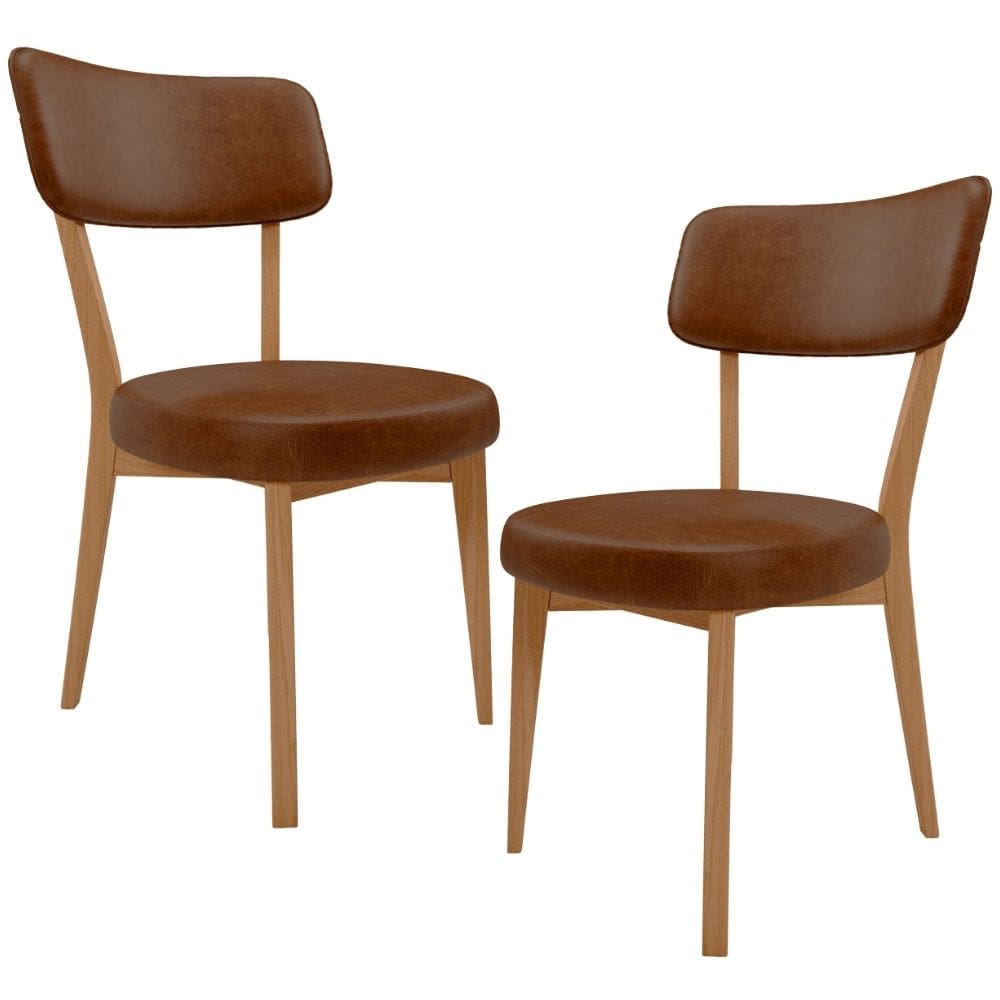 Kit 02 Cadeiras Decorativa Estofada Sala de Jantar Base Madeira Roy L02 Couríssimo Marrom - Lyam