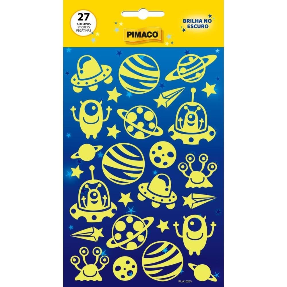 Adesivos Decorados Nave Brilha Escuro 1fl 27 Etiq - Pimaco