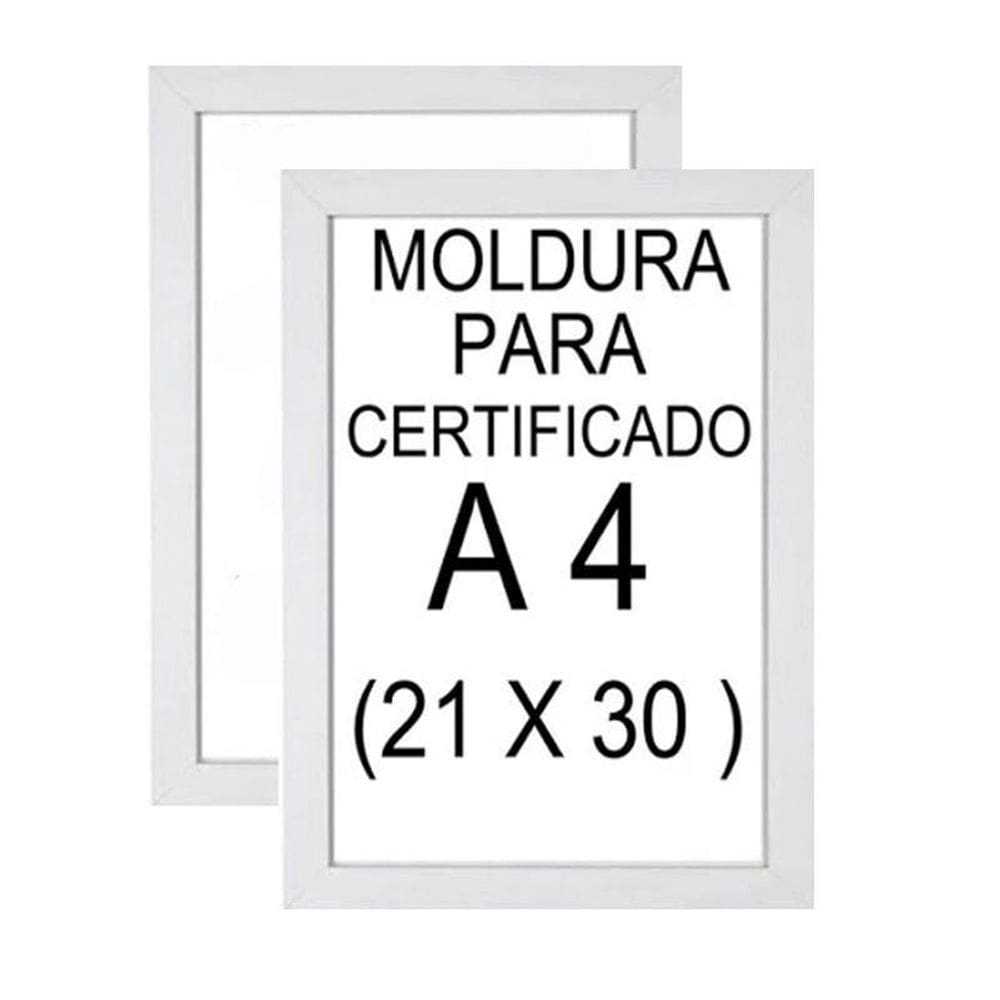 Kit 2 Molduras A4 Certificado/ Diploma Com Vidro Cor Branca