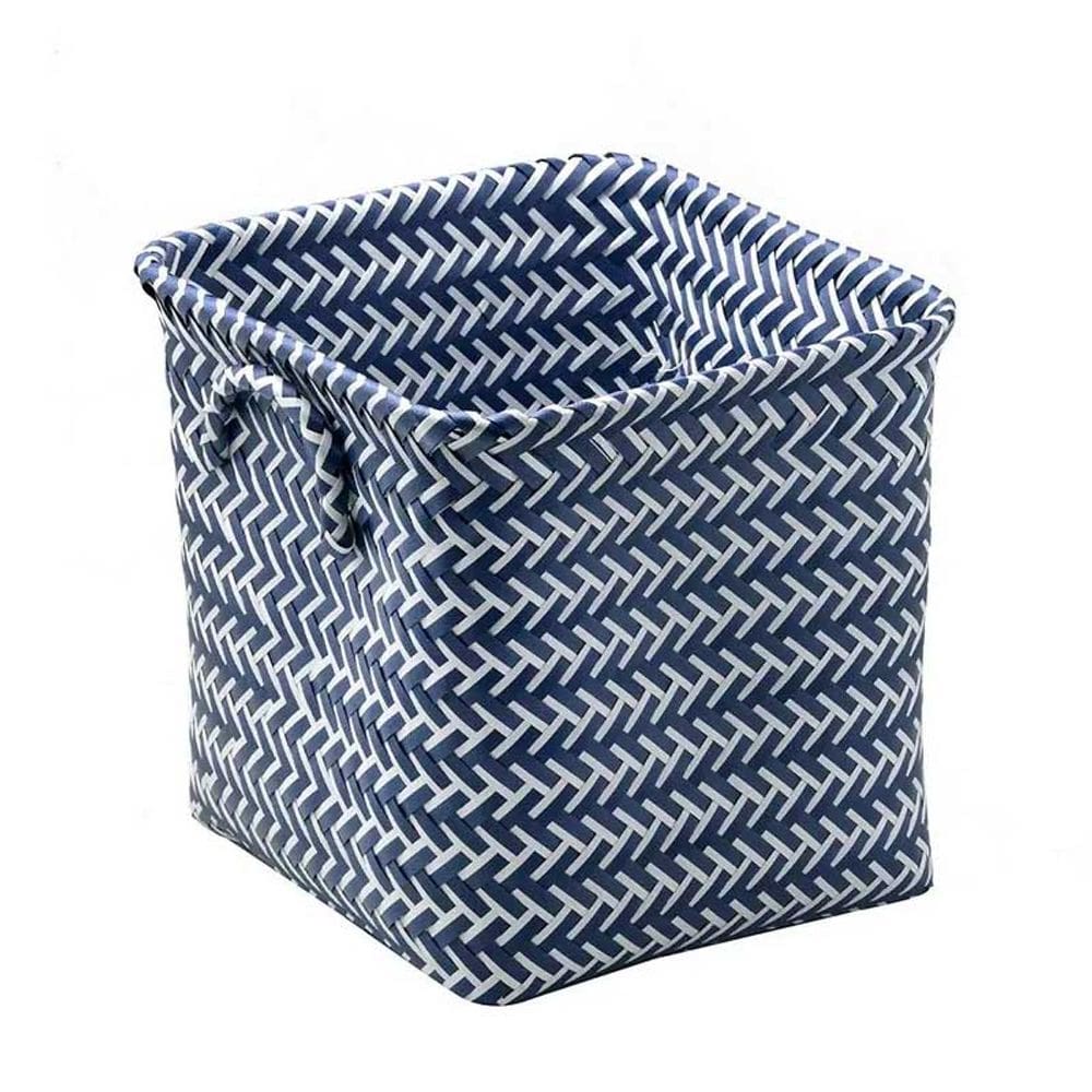 Cesta Decorativa em Polipropileno Azul e Branca 29cm 16077-PL