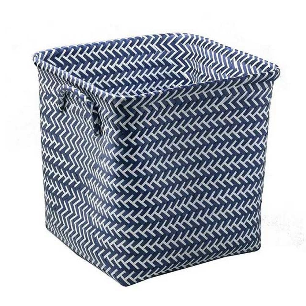 Cesta Decorativa em Polipropileno Azul e Branca 34cm 16076-PL