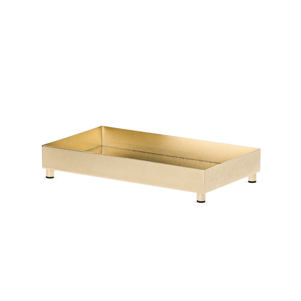 Bandeja Decorativa Retangular em Metal Dourado com Espelho 22,5cm 20382 Mart