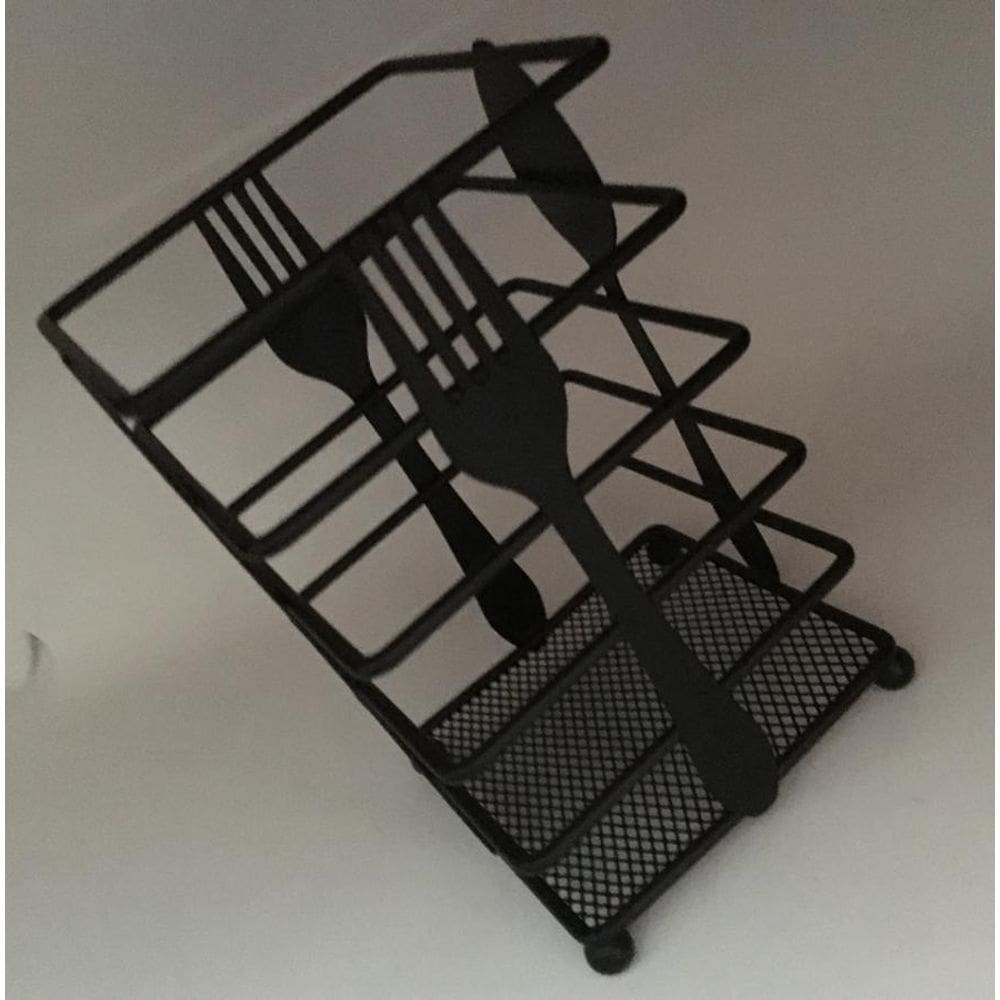 Porta Talheres Quadrado Metal Preto 16X10Cm