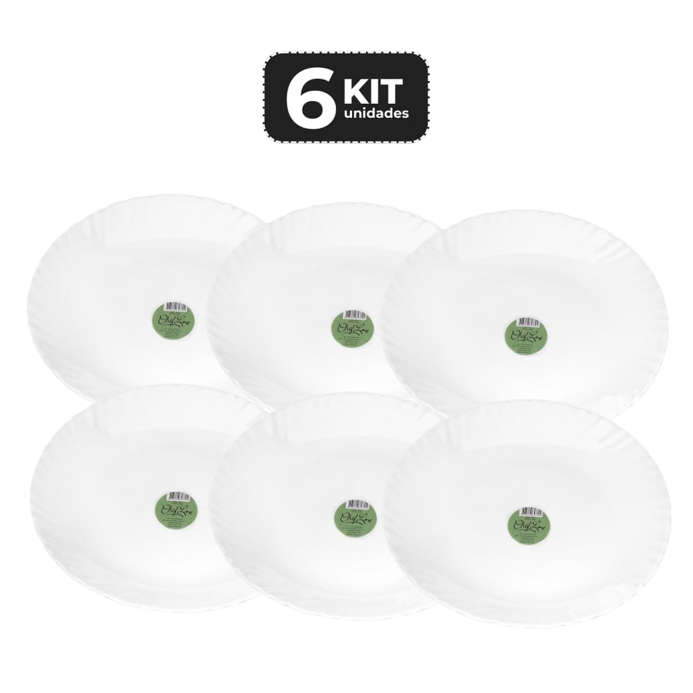 Kit 6 Prato Raso Petala Opaline Temperado Ø 27 Cm