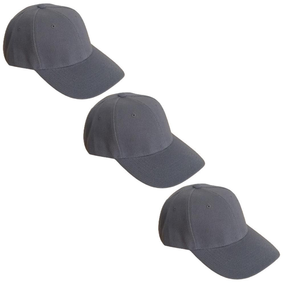 Kit 3 Bonés Chapeu Bombeta Ajustável Liso Aba Curva Cinza