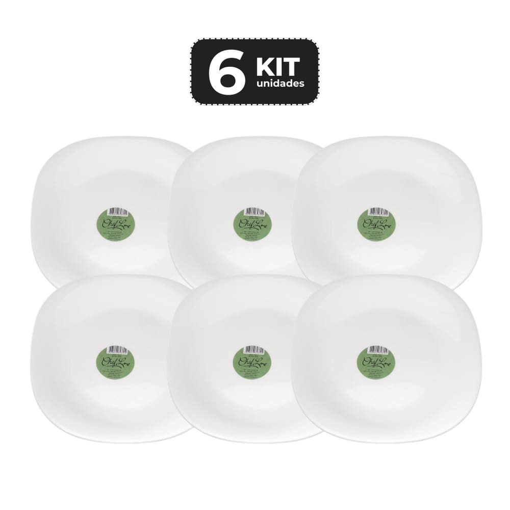 Kit 6 Prato Quadrado Opaline Temperado Ø 20,5 Cm