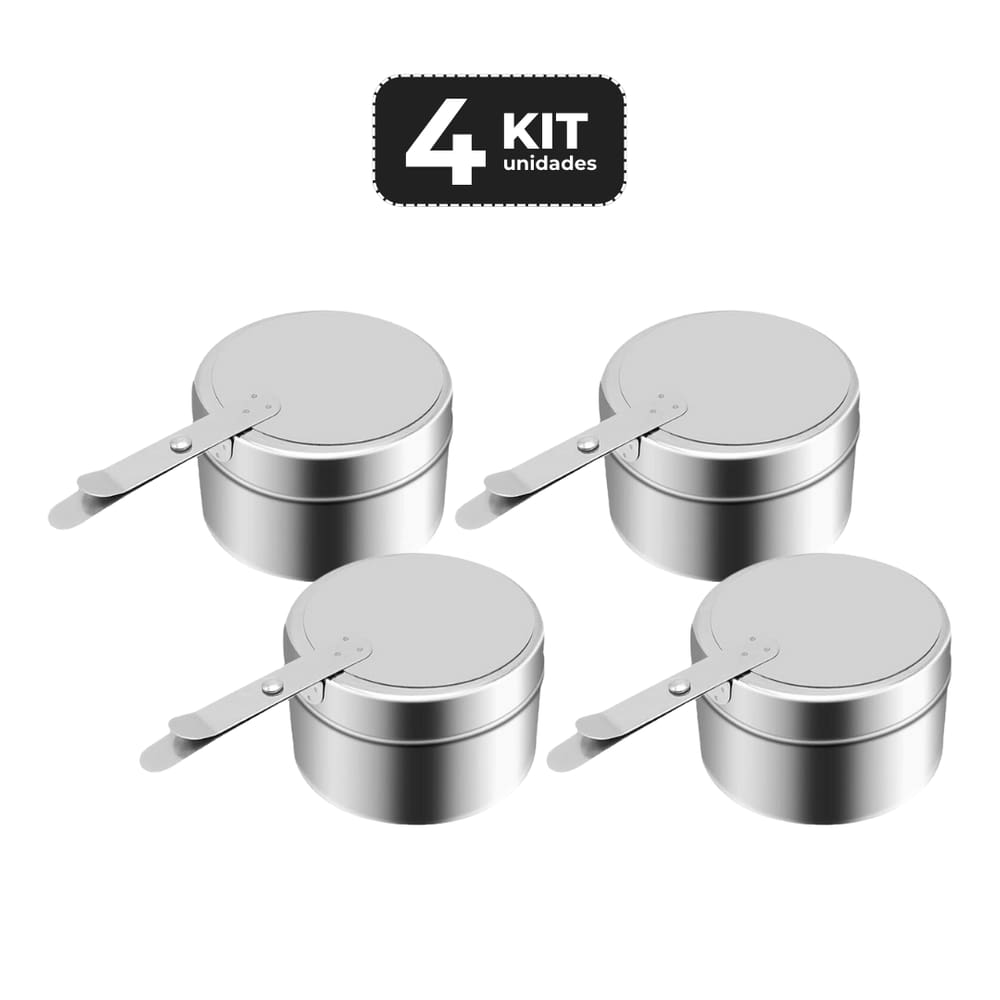 Kit 4 Fogareiro Para Rechaud Em Inox 9X16,5X6 Cm