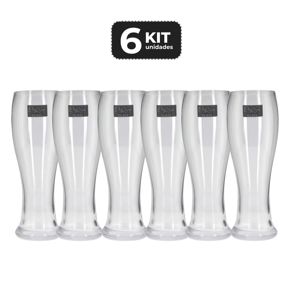 Kit 6 Copo De Vidro Para Cerveja Weizen 660 Ml