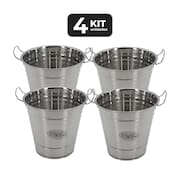 Kit 4 Balde De Gelo Inox Profissional 2L Com Alca