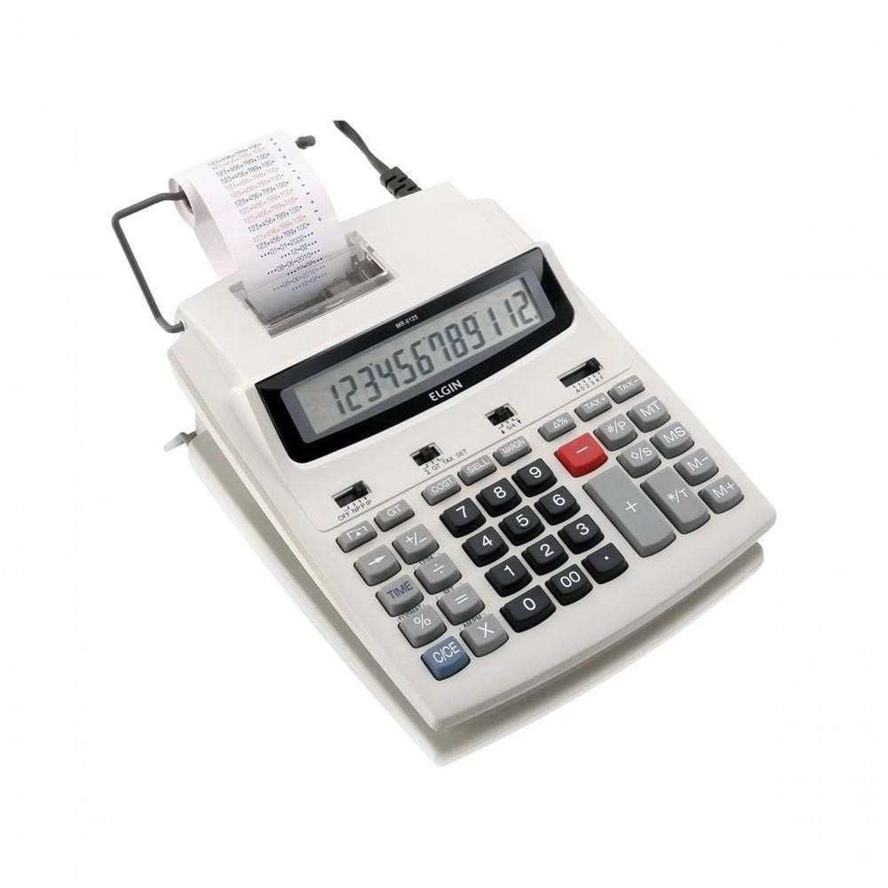 Calculadora Com Bobina 12 Digitos, Impressão Bicolor E Display Lcd Mr-6125 Branca