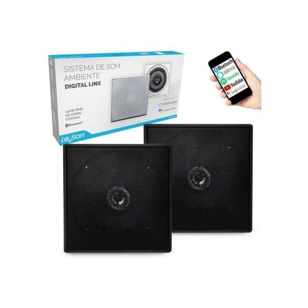 Kit Arandela 6” Leson 2lsquadpt 70w Rms Quadrada Preta -...