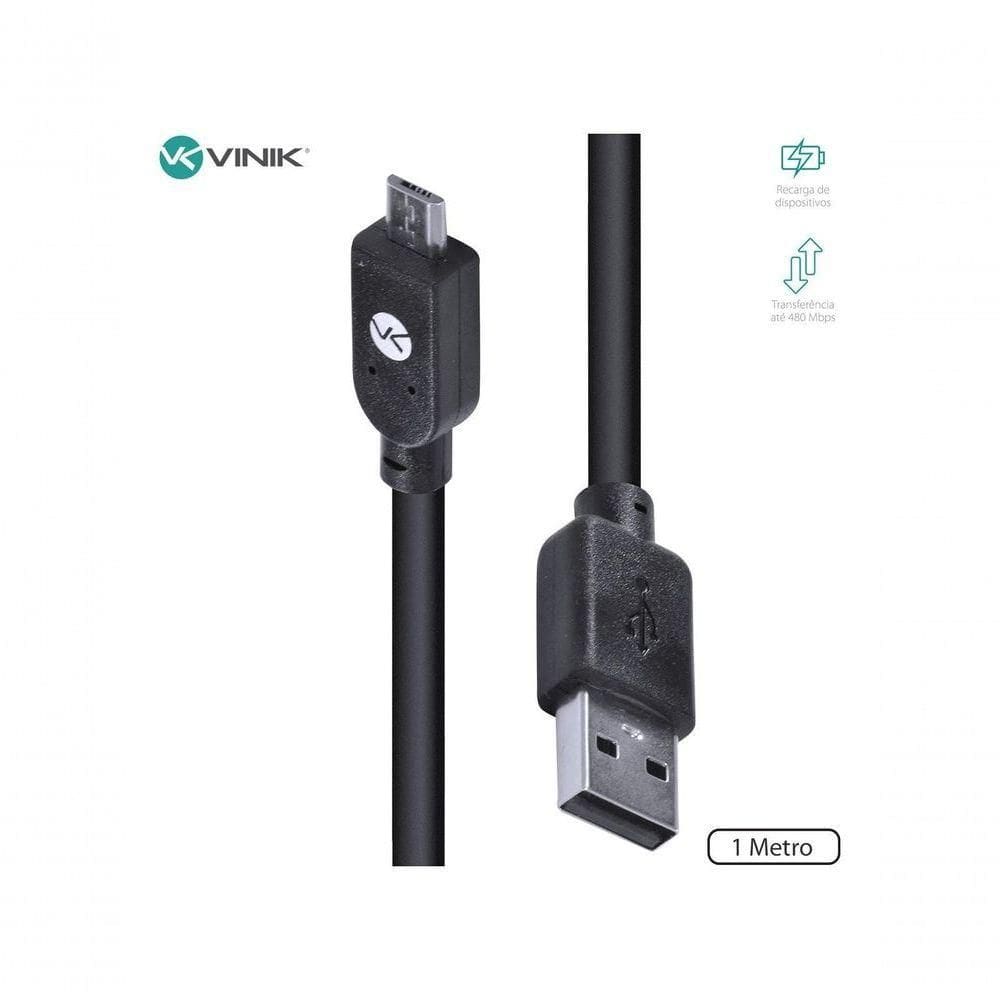 Cabo Usb X Micro Usb B 2.0 5 Pinos 1 Metro Preto - Musb-1