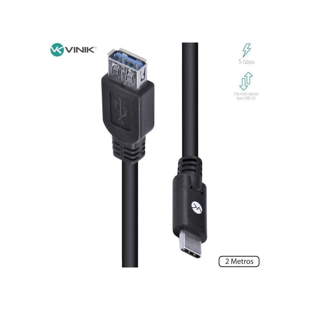 Cabo Usb Tipo C Para Extensor Usb A Fêmea V3.2 Gen1 5gbps 2 Metros - C32uaf-2