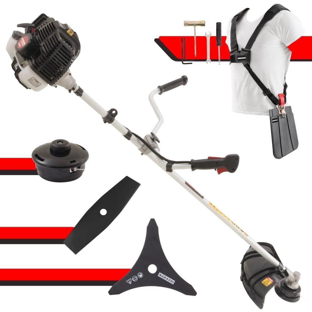 Roçadeira Multifuncional Kawashima KW43LE 2 Tempos 43cc 1,7HP de Potência Cortador de Grama Com Cabeçote de Nylon + Lâmina 2 Pontas + Lâmina 3 Pontas
