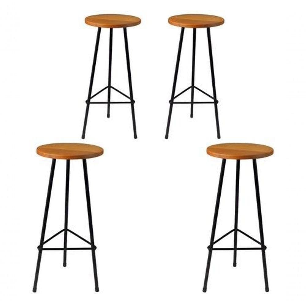 Kit 4 Banquetas Alta De Alumínio Ibiza 70cm Aluminium Decor Peroba
