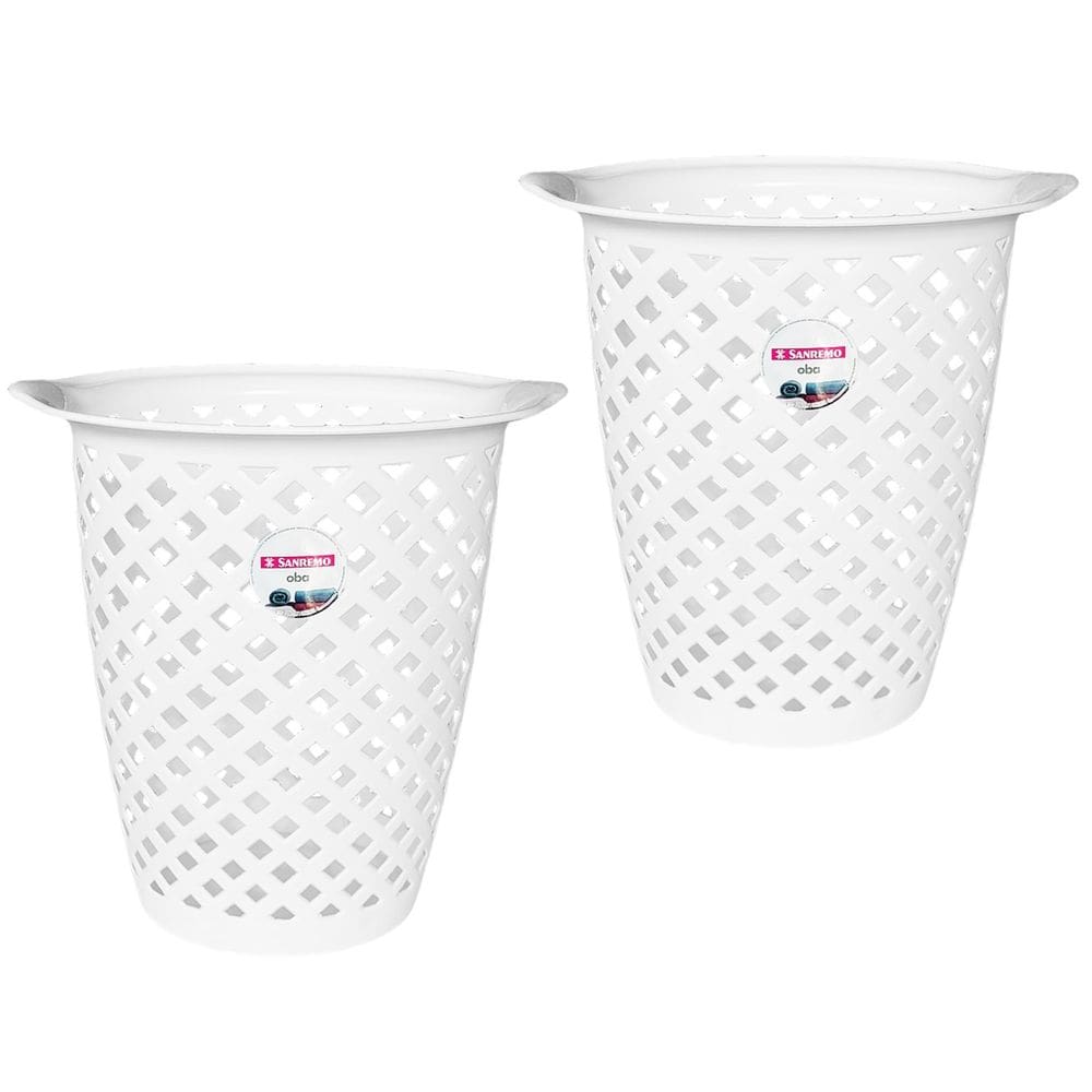 Kit 2 Cesto de Roupa Plástico 30 Litros Lavanderia Banheiro Branco - SR620 Sanremo