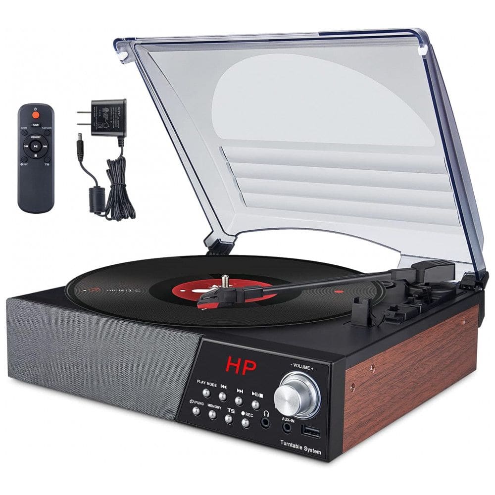 Vitrola Toca Discos Retrô 3 Velocidades com Bluetooth e Alto Falantes Embutidos, 110v, HONGUT, Marrom