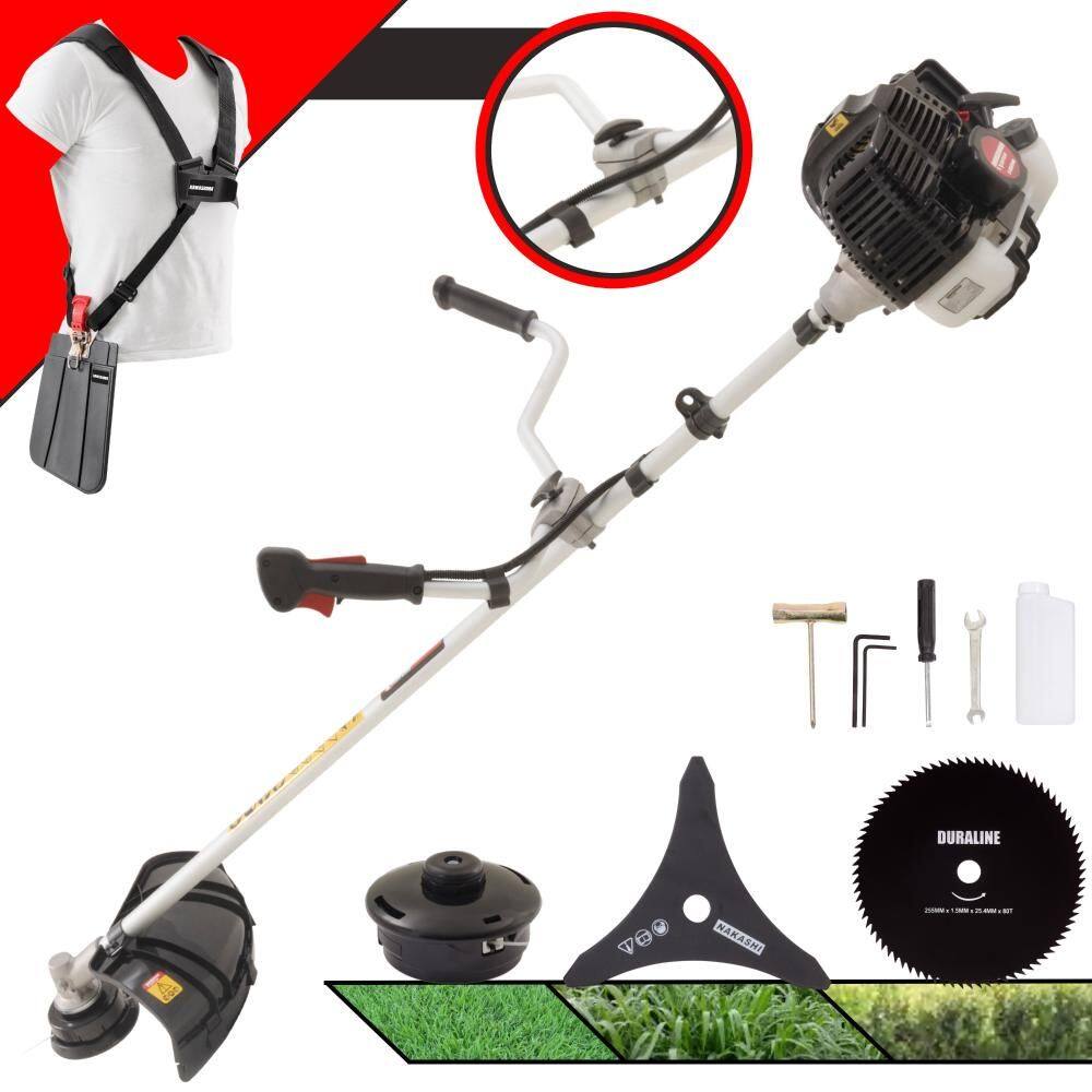 Roçadeira Lateral Kawashima KW43-LE À Gasolina 2T 43cc 1,7HP 10.000rpm 3 Opções de Corte Com Lâmina 3 Pontas + Lâmina 80 Dentes + Carretel de Nylon