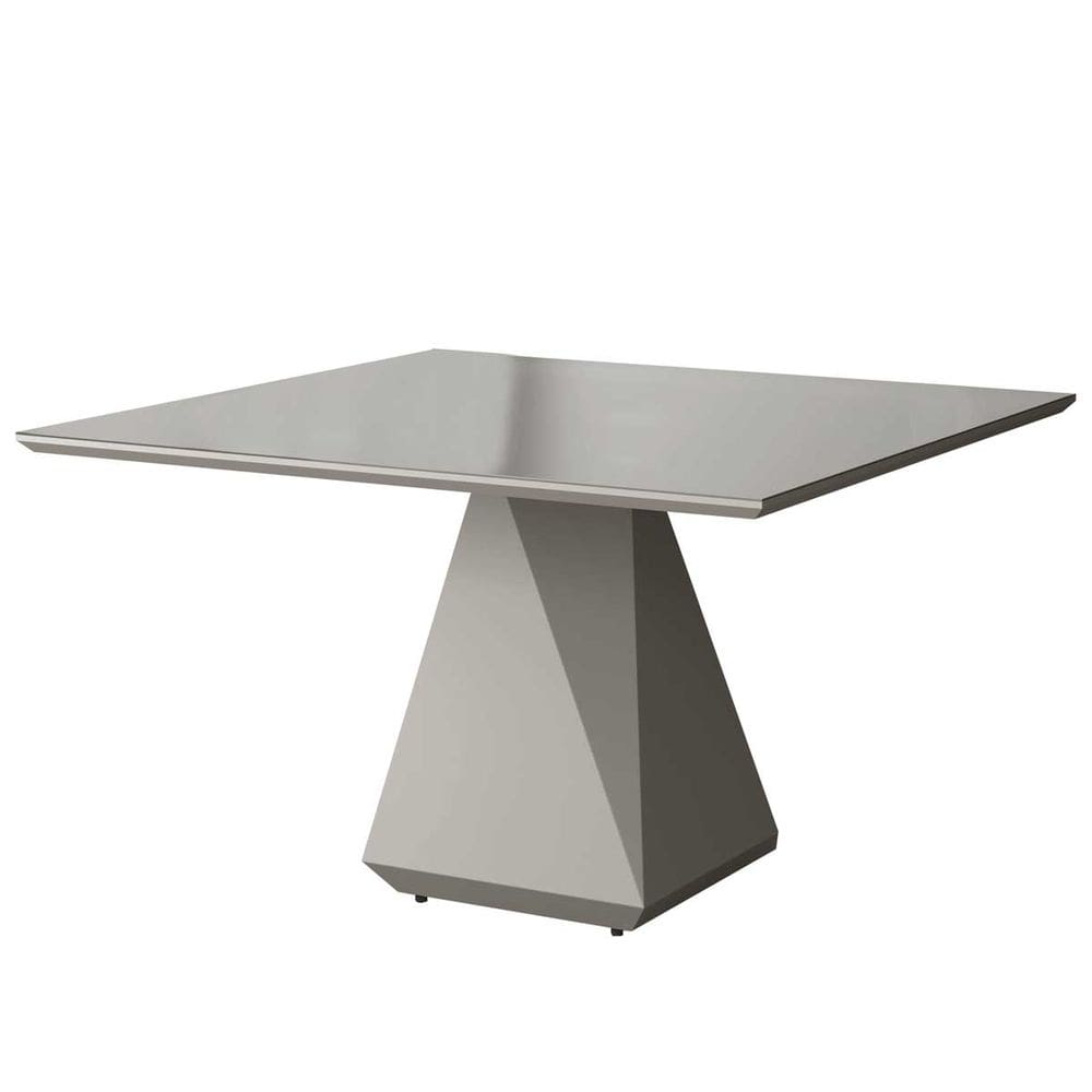 Mesa de Jantar Quadrada 140x140cm Lia Tampo Vidro Off White CCS