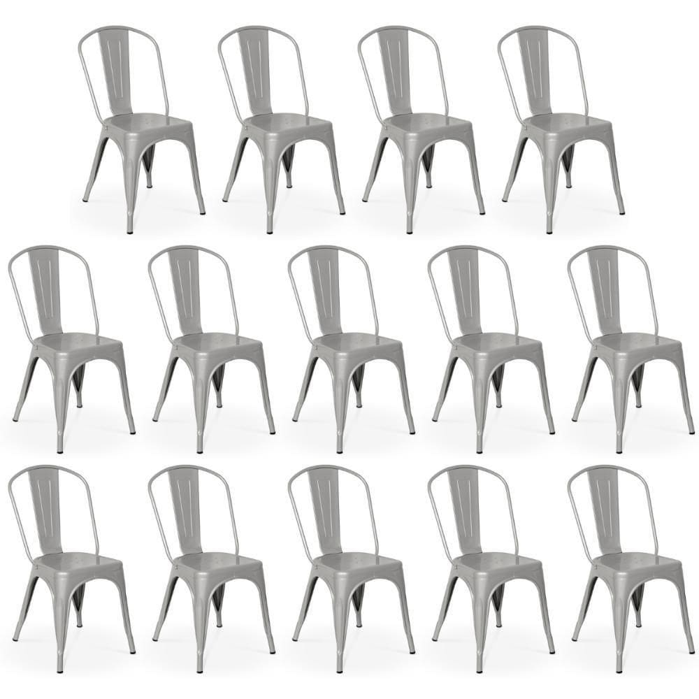 Kit 14 Cadeiras Iron Tolix Design Industrial - Cinza