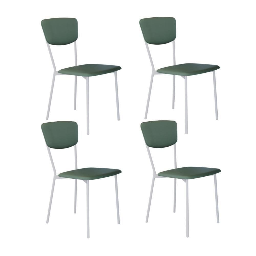 Cadeira Vintage Retrô Fixa C-4 Pés 425 X 505 X 830 Mm C-4 Un. Pés Brancos. Cn.urano Vd.salvia Cn.urano Verde Sálvia