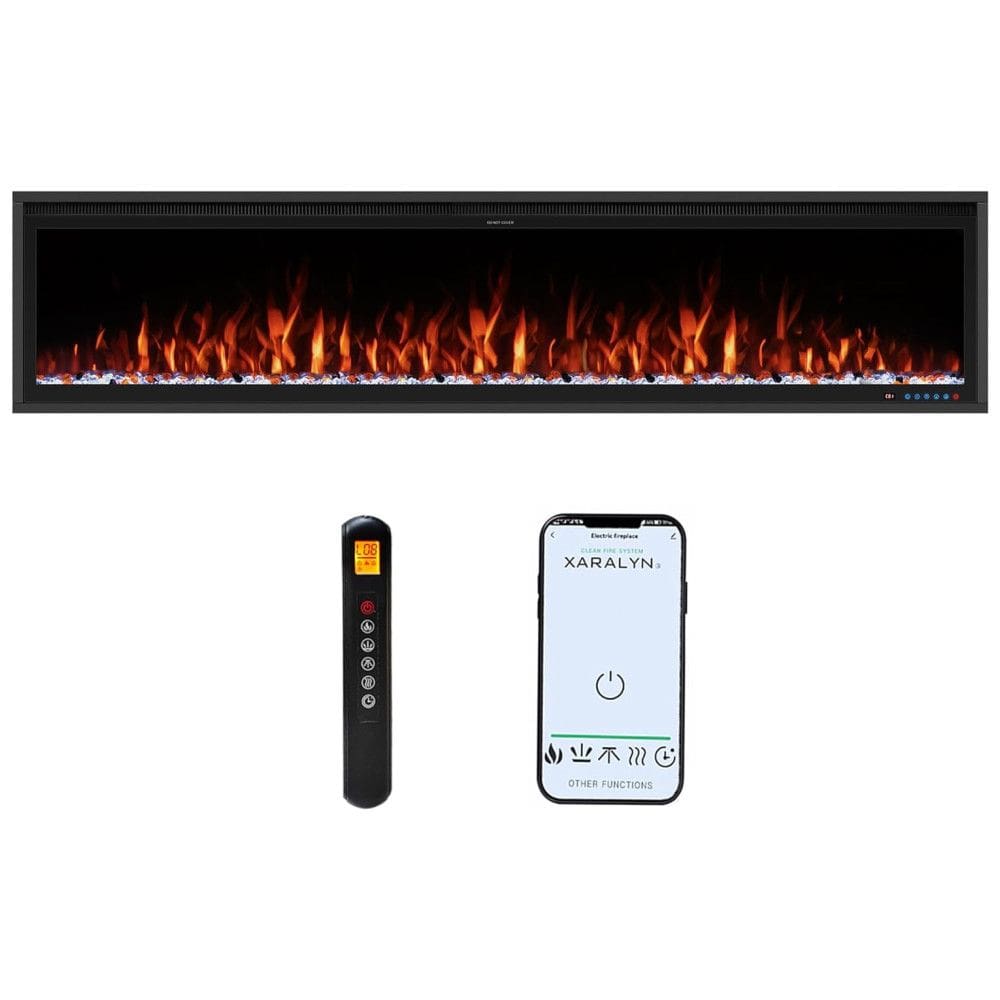 Lareira Elétrica de Embutir A42x188L cm com Controle Remoto por APP, Wi-Fi, Slim Recessed e 13 Cores de Chama, 110V 1500W, Benrocks BI74Z,
