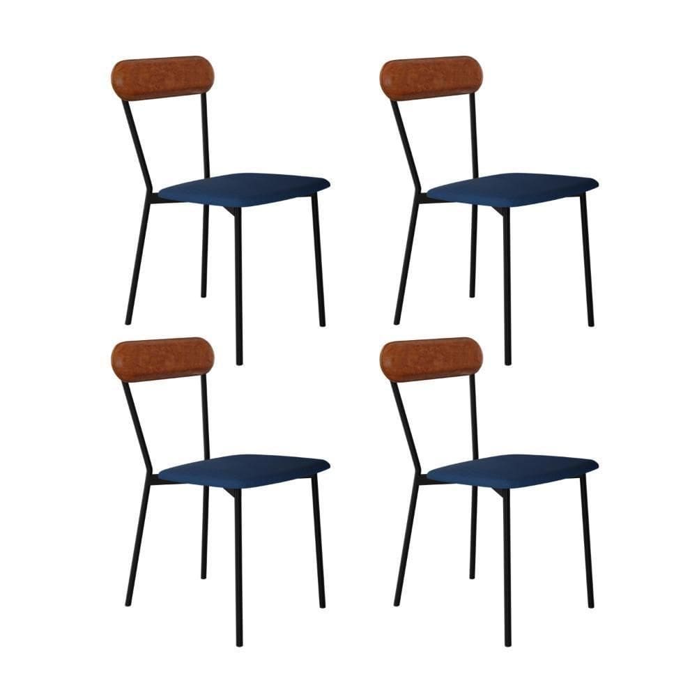 Cadeira Vintage Emília Fixa C-4 Pes 450 X 505 X 810 Mm C-4 Un.cy.az.jeans-cn.cml Azul Jeans-cn.caramelo