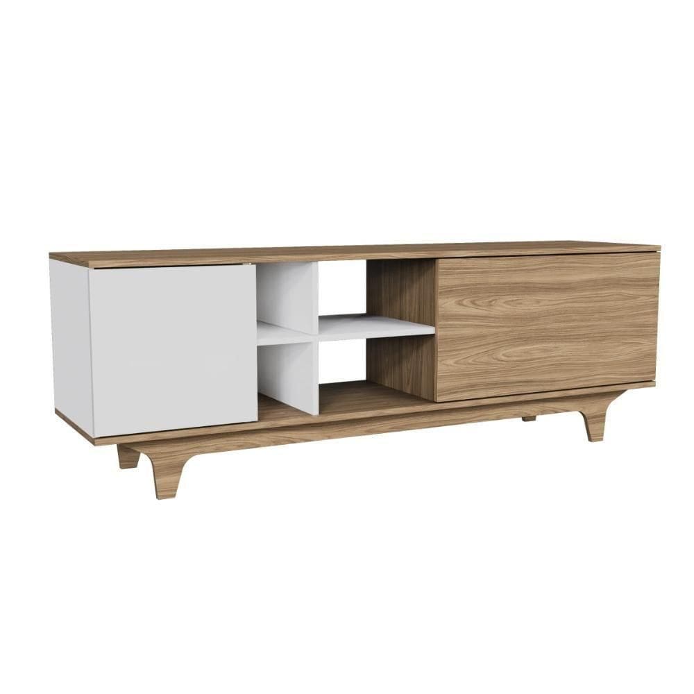 Rack Para Tv Até 65`` Com 2 Portas E Nichos 160cm Lars - Branco