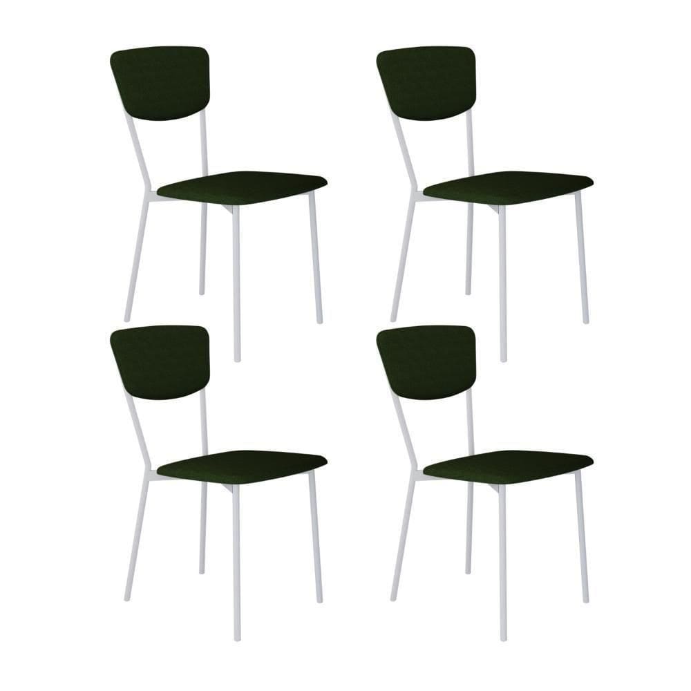 Cadeira Vintage Retrô Fixa C-4 Pés 425 X 505 X 830 Mm C-4 Un. Pés Brancos. Cy.vd.msg Verde Musgo City