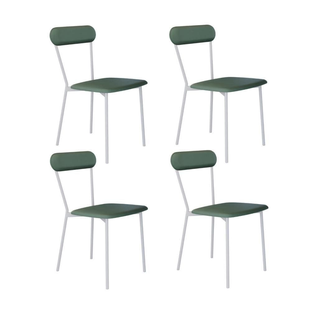 Cadeira Vintage Emília Fixa C-4 Pes 450 X 505 X 810 Mm C-4 Un. Pés Brancos. Cn.urano Vd.salvia Cn.urano Verde Sálvia