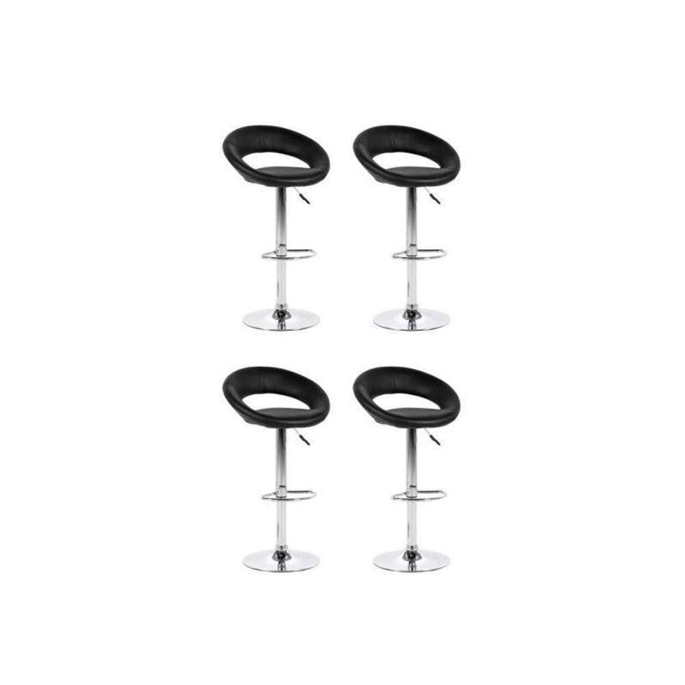 Kit 4 Banquetas Estofadas Lux Com Regulagem A Gás Preto - Facthus