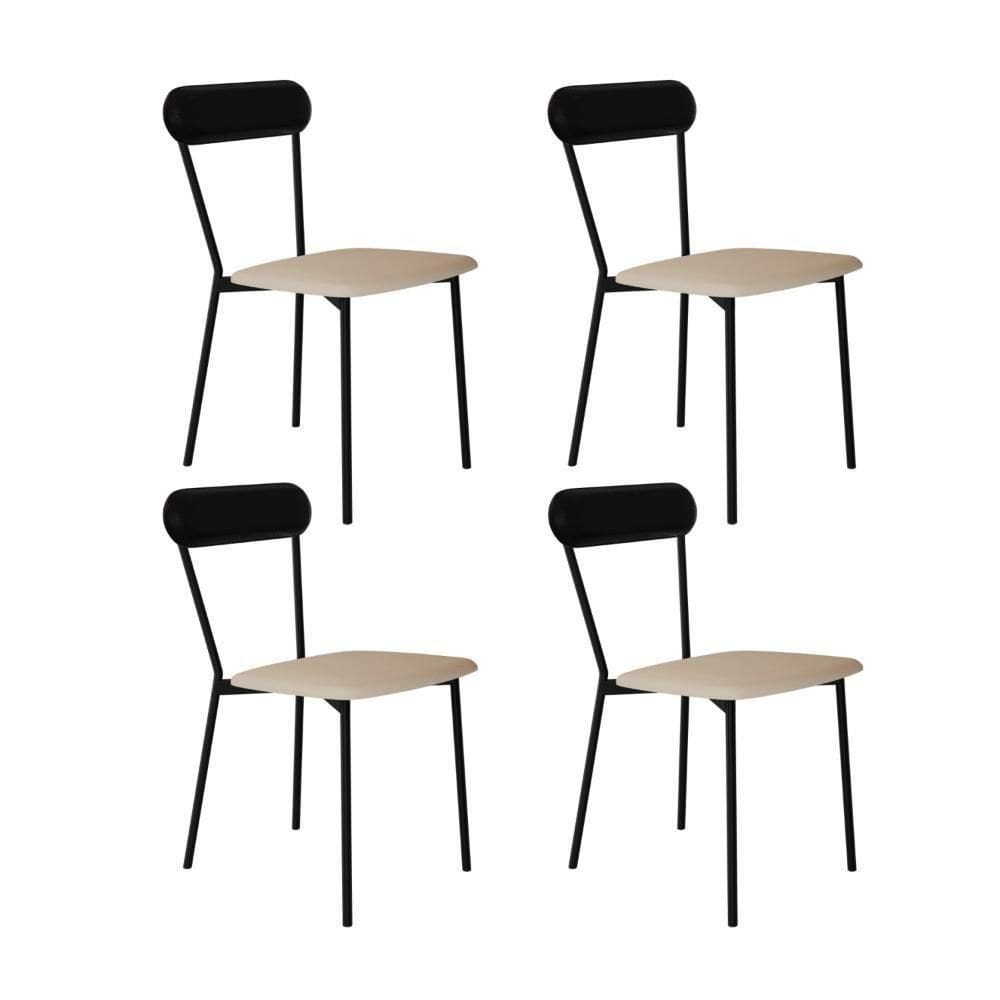 Cadeira Vintage Emília Fixa C-4 Pes 450 X 505 X 810 Mm C-4 Un.cy.areia Lgt-cn.pto Areia Lgt-courino Preto