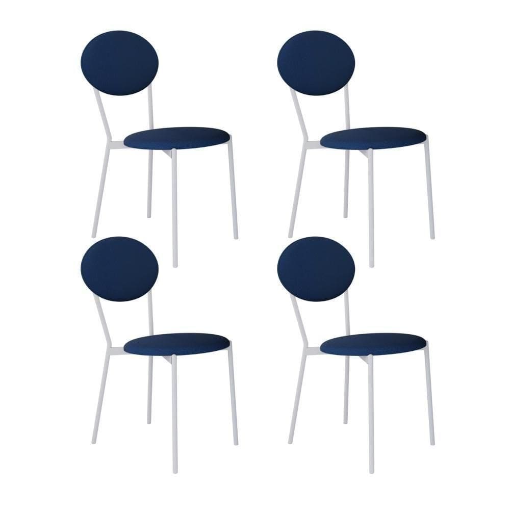 Cadeira Vintage Elipse Fixa C-4 Pes 430 X 535 X 860 Mm C-4 Un. Pés Brancos. Cy.azul Jeans Azul Jeans City