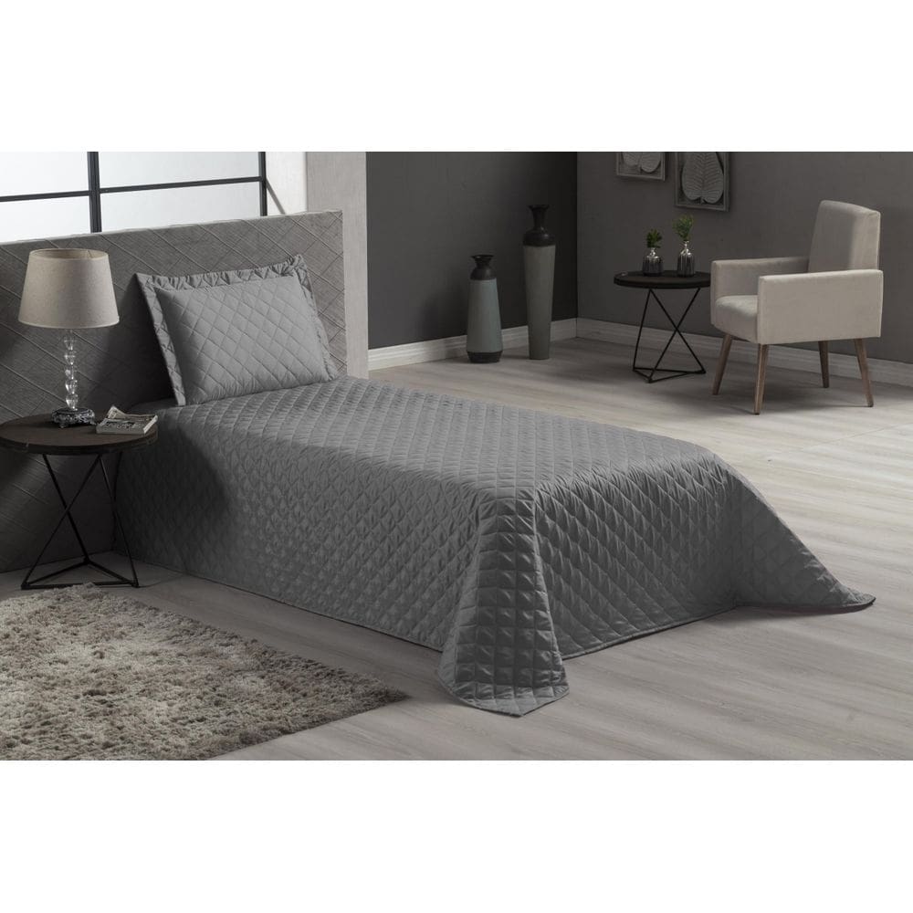 Cobre Leito Veneza 3 Peças Fronha Cinza Solteiro Com Lençol