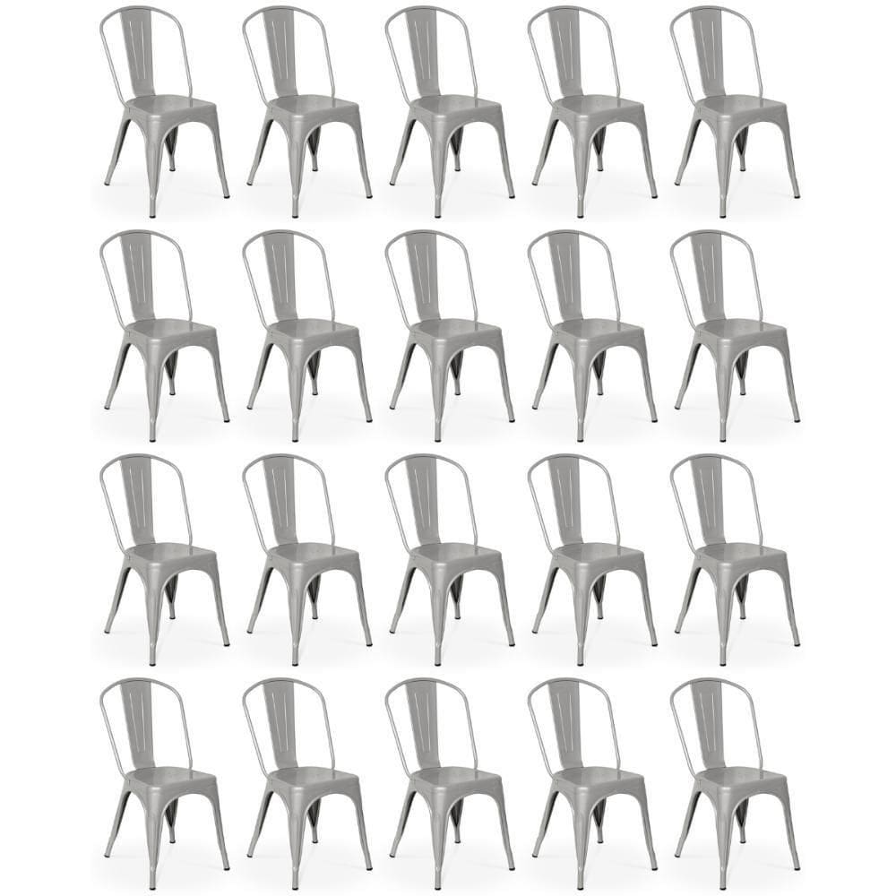 Kit 20 Cadeiras Iron Tolix Design Industrial - Cinza