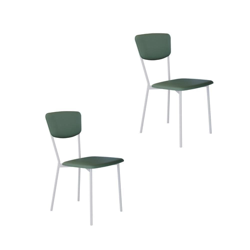 Cadeira Vintage Retrô Fixa C-4 Pés 425 X 505 X 830 Mm C-2 Un. Pés Brancos. Cn.urano Vd.salvia Cn.urano Verde Sálvia